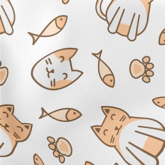 Lively And Cute Orange And Whi Lightweight Cotton Poplin