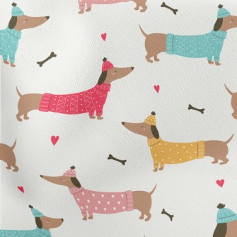 Dachshund Wearing Sweater Lightweight Cotton Poplin
