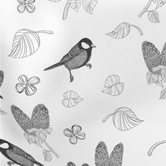Detailed Hand-painted Bird Lightweight Cotton Poplin