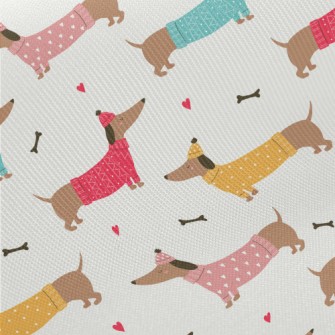 Dachshund Wearing Sweater Midweight Cotton Poplin