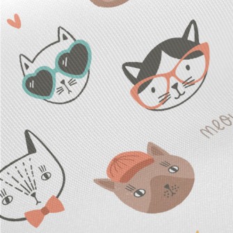 Different Cat Faces Midweight Cotton Poplin