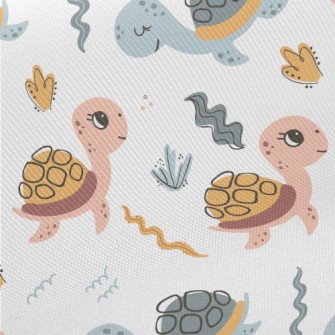 Cute Turtle For Children Midweight Cotton Poplin