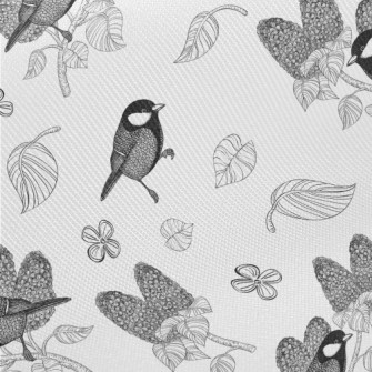 Detailed Hand-painted Bird Midweight Cotton Poplin