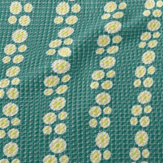 Classic Green Grid Big Flower Birdseye Piqué