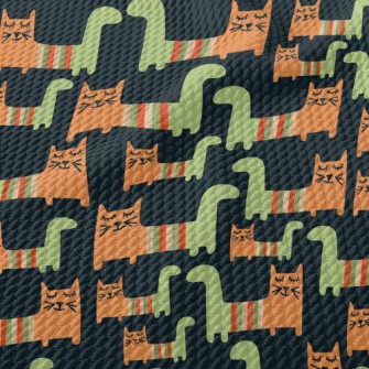 Funny Striped Cat Birdseye Piqué