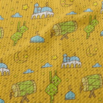 Cartoon Islamic Life Birdseye Piqué