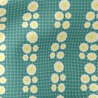 Classic Green Grid Big Flower Waterproof Canvas
