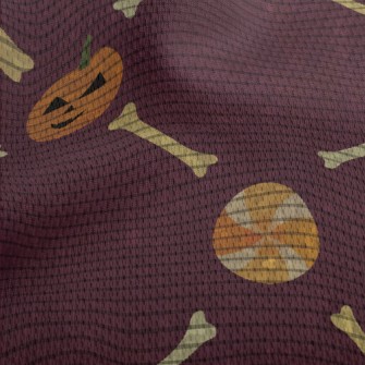 Halloween Pumpkin Bones Athletic Mesh Flat Back