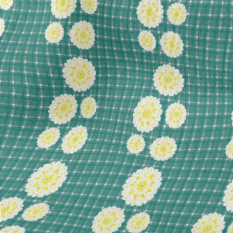 Classic Green Grid Big Flower Terry