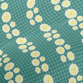 Classic Green Grid Big Flower Performance Linen