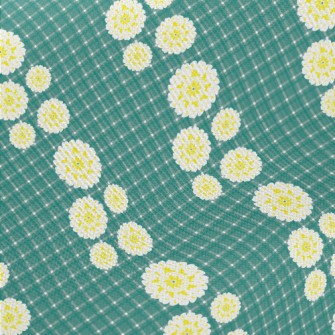 Classic Green Grid Big Flower Twill