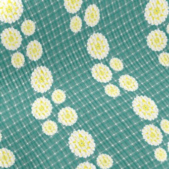 Classic Green Grid Big Flower Standard Corduroy