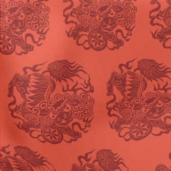Traditional Lion Dance Paper C Stretch Ponte