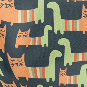 Funny Striped Cat Stretch Ponte
