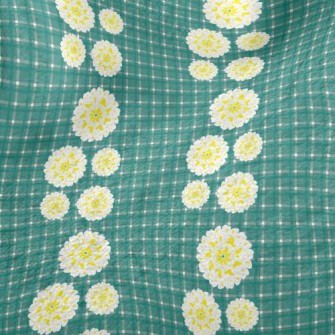 Classic Green Grid Big Flower Minky
