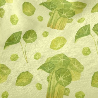 Watercolor Golden Water Lotus Minky