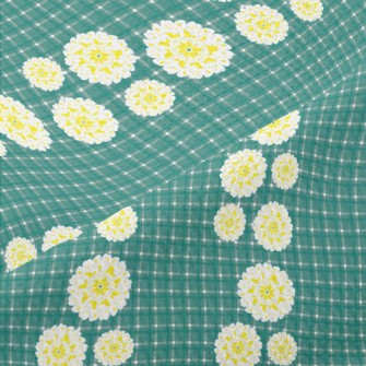 Classic Green Grid Big Flower Piqué