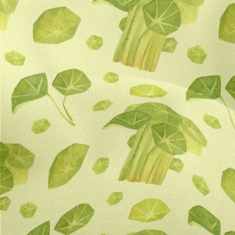 Watercolor Golden Water Lotus Lightweight Performance Linen