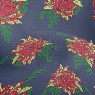 Bright Red Flowers Lightweight Performance Linen