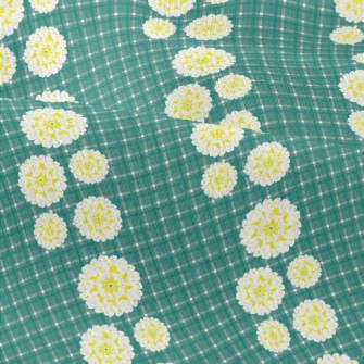 Classic Green Grid Big Flower Modern Jersey