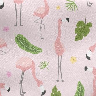 Flower World Flamingo Jersey Backed Fleece