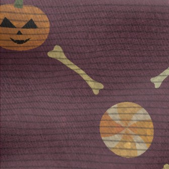 Halloween Pumpkin Bones Jersey Backed Fleece