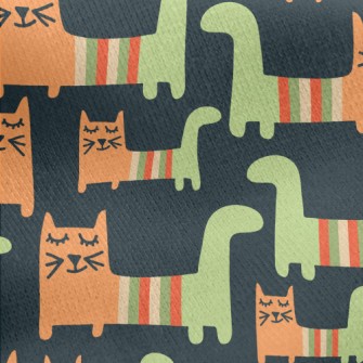 Funny Striped Cat Jersey Backed Fleece