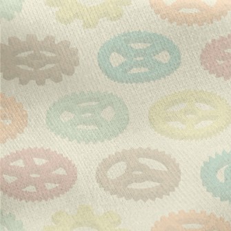 Colorful Gear Pattern Jersey Backed Fleece