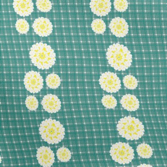 Classic Green Grid Big Flower Pongee