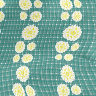 Classic Green Grid Big Flower Stretch Jersey