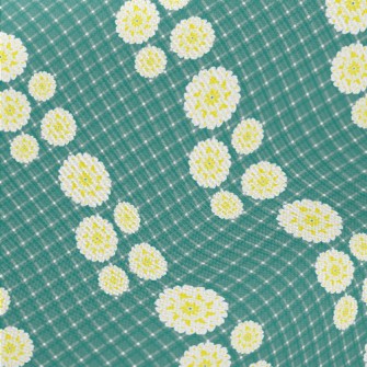 Classic Green Grid Big Flower Midweight Cotton Poplin