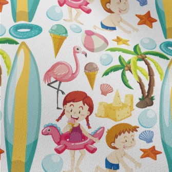 Children Playing On The Beach Chiffon