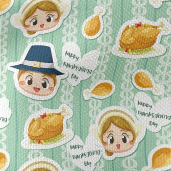 Thanksgiving Boy And Girl Waterproof Canvas