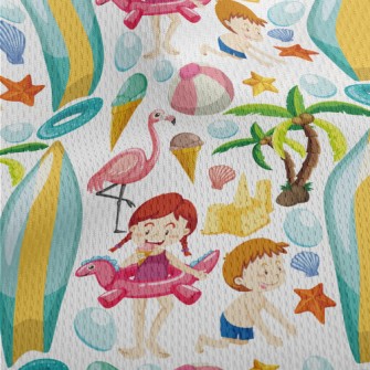 Children Playing On The Beach Athletic Mesh Flat Back