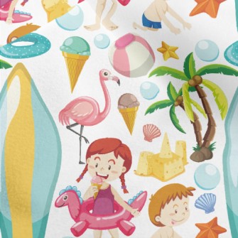 Children Playing On The Beach Micro Fleece