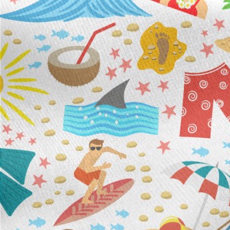 Summer Beach Activities Jersey Backed Fleece