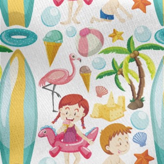 Children Playing On The Beach Jersey Backed Fleece