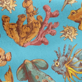Colorful Marine Life Jersey Backed Fleece