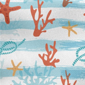 Striped Coral Starfish Jersey Backed Fleece
