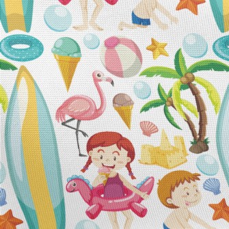 Children Playing On The Beach Pongee