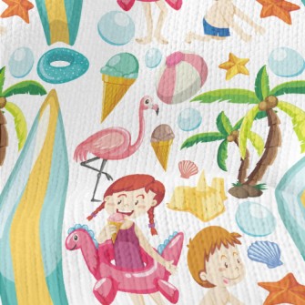 Children Playing On The Beach Stretch Jersey