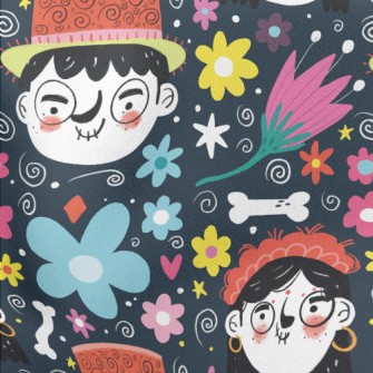 Colorful World Characters Lightweight Cotton Poplin