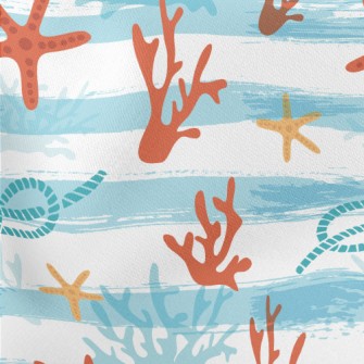 Striped Coral Starfish Lightweight Cotton Poplin