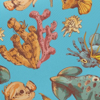 Colorful Marine Life Midweight Cotton Poplin