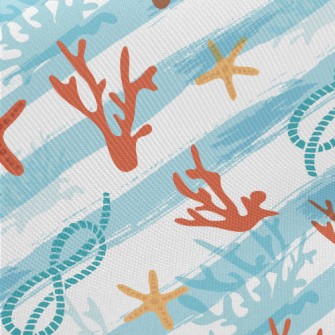 Striped Coral Starfish Midweight Cotton Poplin