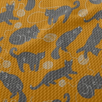 Cute Black Cat Birdseye Piqué