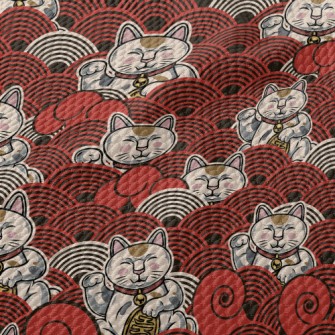 Serious Face Lucky Cat Birdseye Piqué