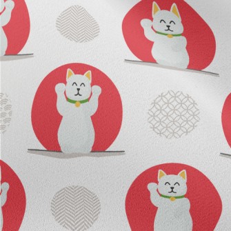 Red And White Lucky Cat Chiffon