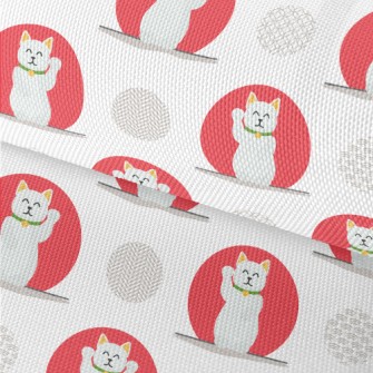 Red And White Lucky Cat Waterproof Oxford