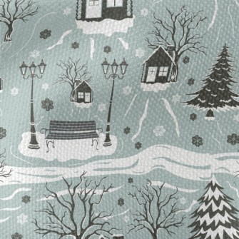 A Cozy Town In The Snow Waterproof Canvas